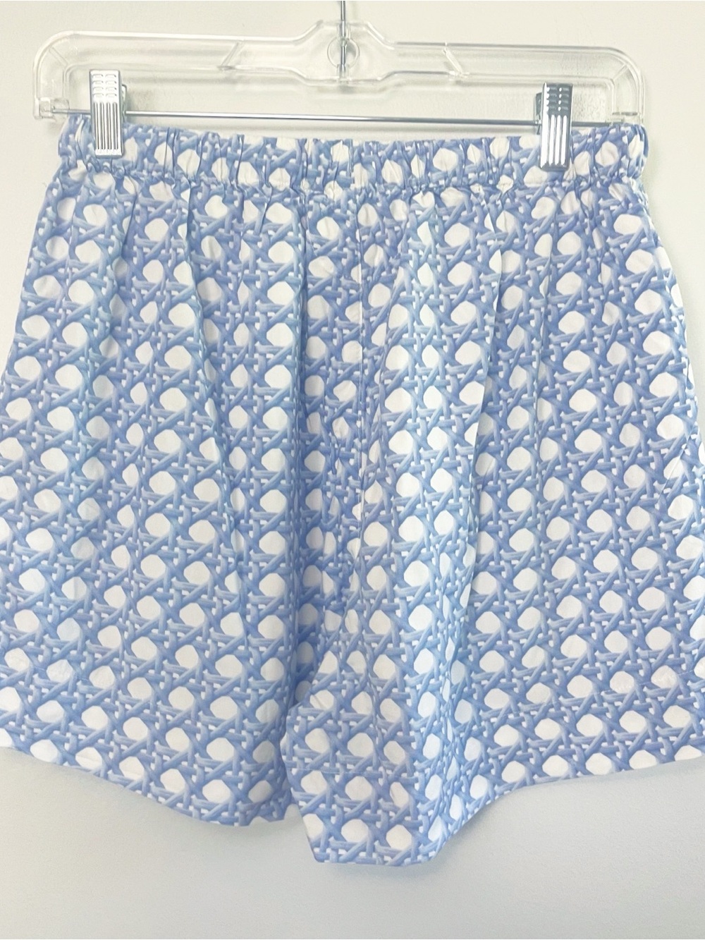 Piyama Blue White Rattan Print Pajama Set S/M Rayon Shorts Button Down - Picture 7 of 8